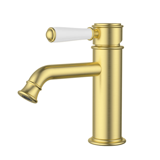 Ikon Clasico Basin Mixer with Ceramic Handle in Brushed Gold