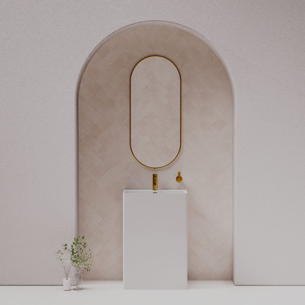 Pietra Bianca Cube Freestanding Pedestal Basin