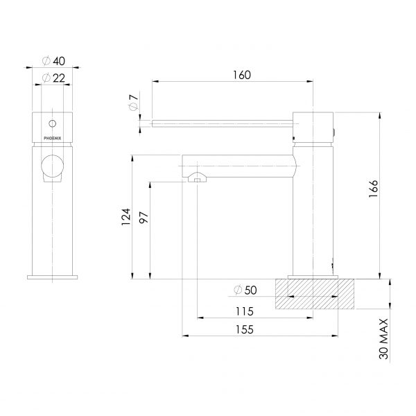 Vivid Slimline Basin Mixer With Extended Lever