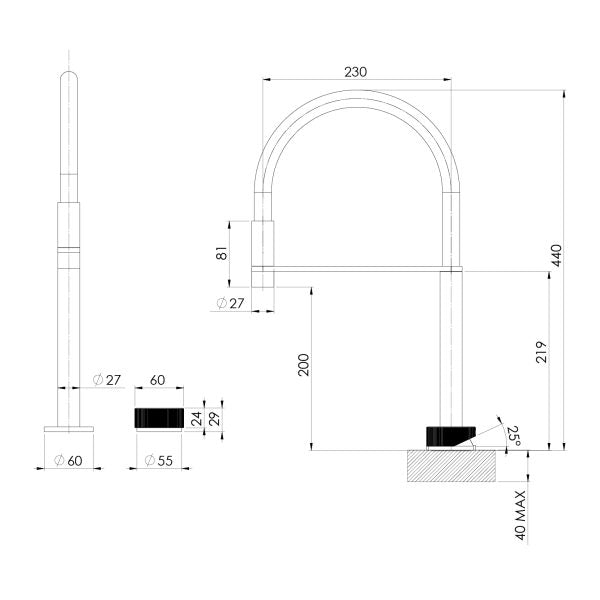 Axia Flexible Hob Sink Mixer Set 230mm