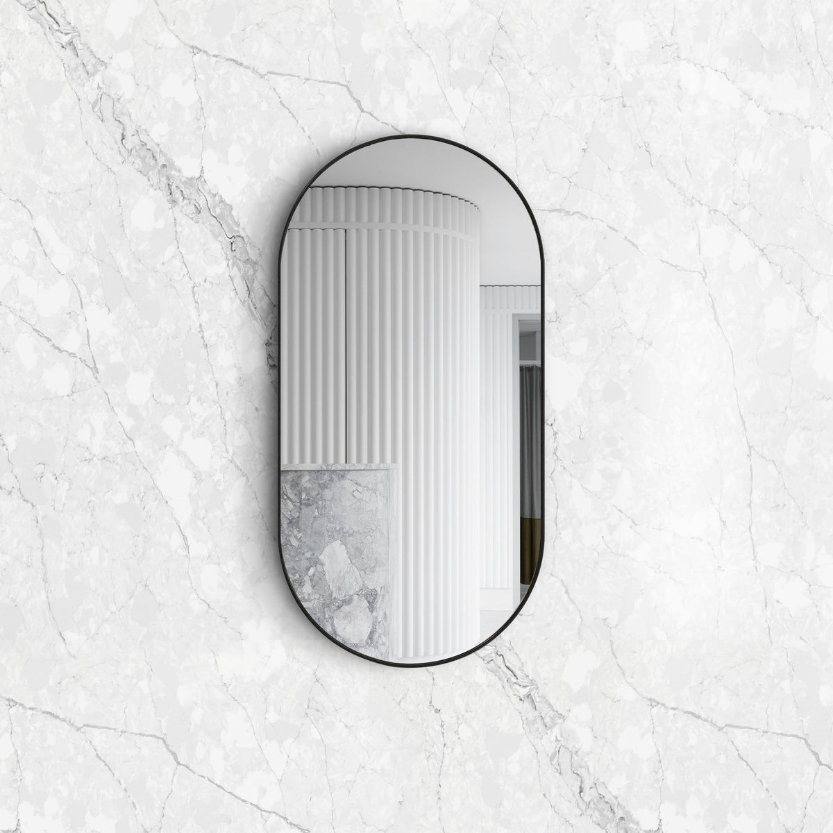 Otti Noosa 1200(W)x600(H) Black Metal Frame Tuffi Mirror- Install Horizontal or Vertical