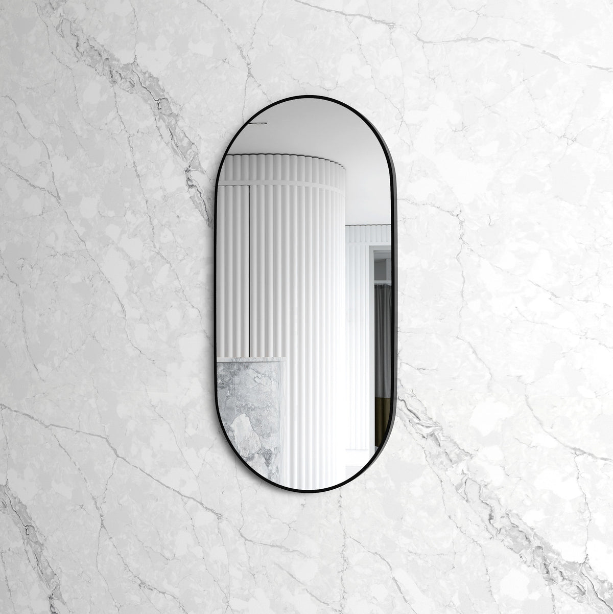 Otti Noosa 1200(W)x600(H) Black Metal Frame Tuffi Mirror- Install Horizontal or Vertical