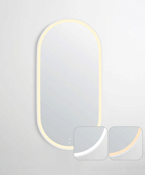 Otti LED Noosa 900(H)x450(W) White Metal Frame Tuffi Mirror