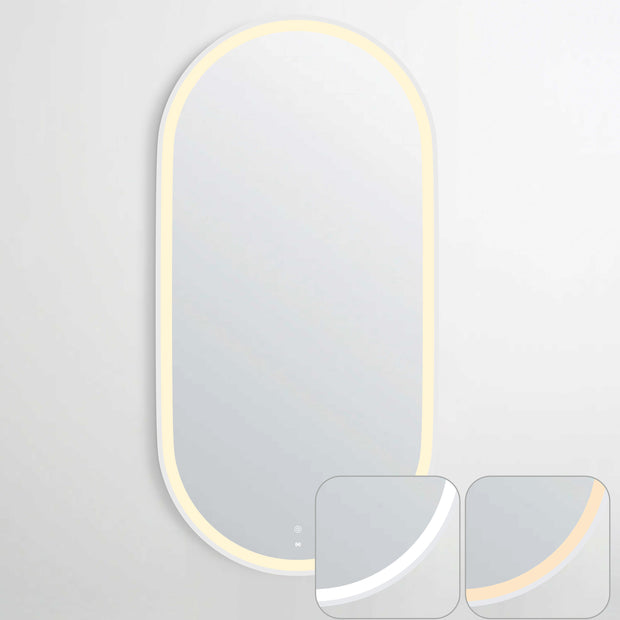 LED Noosa 900(H)x450(W) White Metal Frame Tuffi Mirror