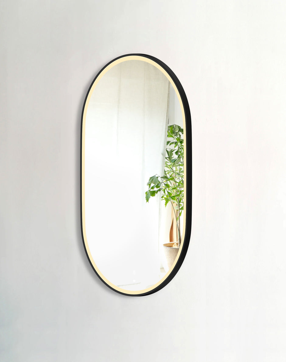 Otti LED Noosa 1200(W)x750(H) Black Metal Frame Tuffi Mirror- Install Horizontal or Vertical
