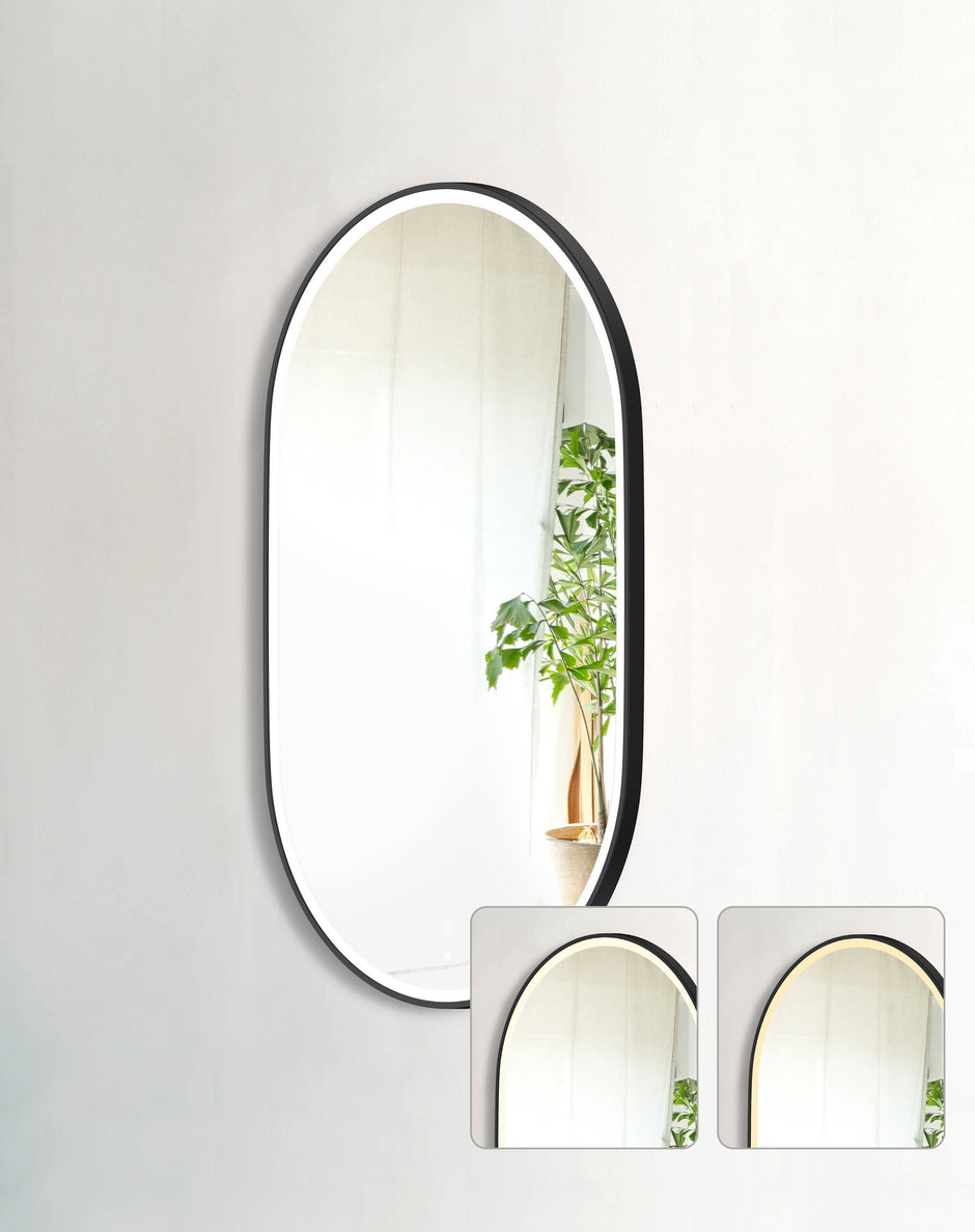 Otti LED Noosa 1200(W)x750(H) Black Metal Frame Tuffi Mirror- Install Horizontal or Vertical