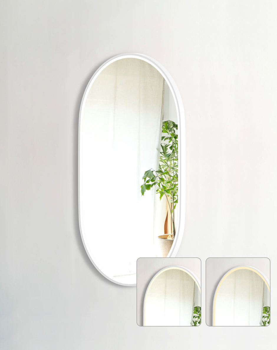 LED Noosa 1200(W)x750(H) White Metal Frame Mirror- Install Horizontal or Vertical