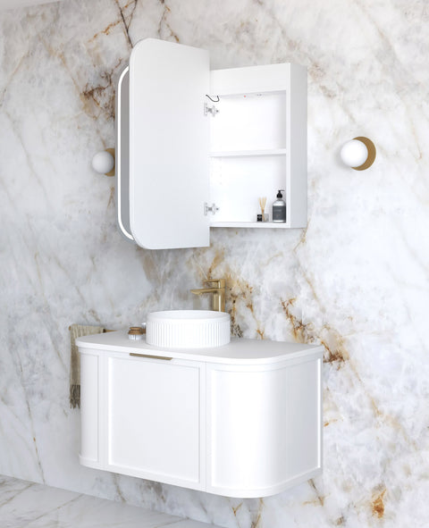 Otti LED Newport 900(W)x750(H) White Shaving Cabinet, Premium Edition