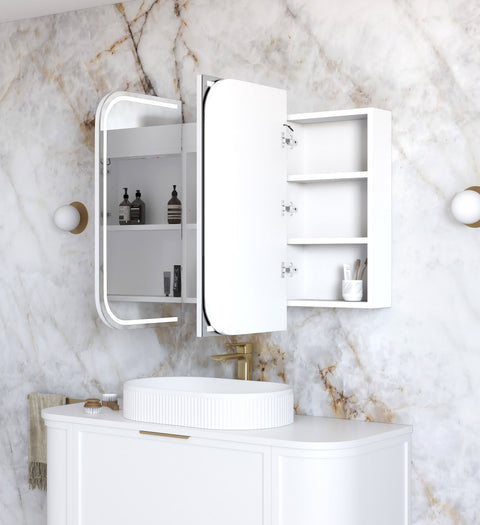 Otti LED Newport 1200(W)x750(H) White Shaving Cabinet, Premium Edition