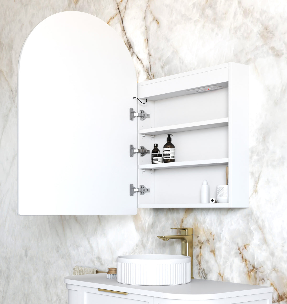 Otti LED Archie 900(H)x600(W) White Shaving Cabinet, Premium Edition