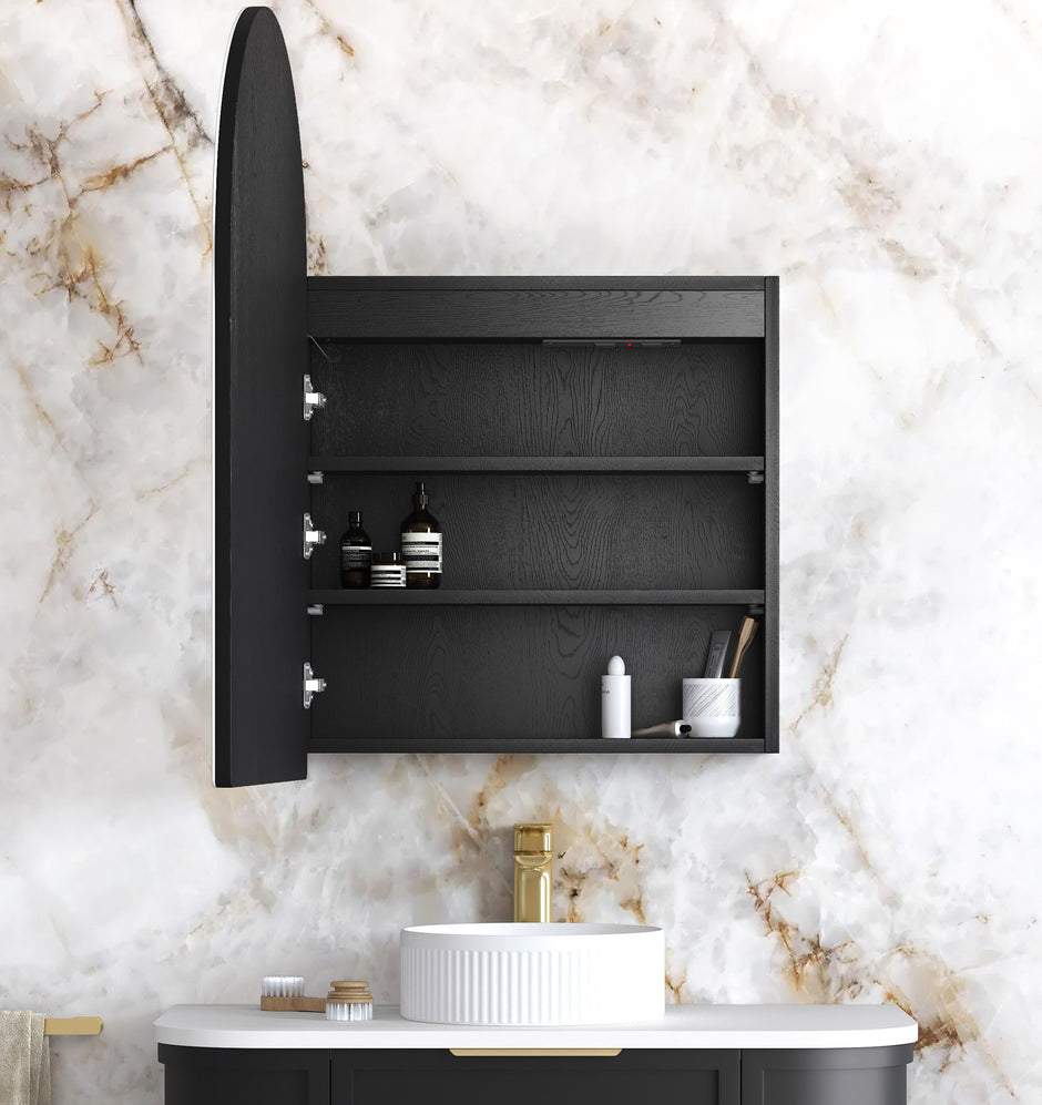 Otti LED Archie 900(H)x600(W) Black Oak Shaving Cabinet, Premium Edition