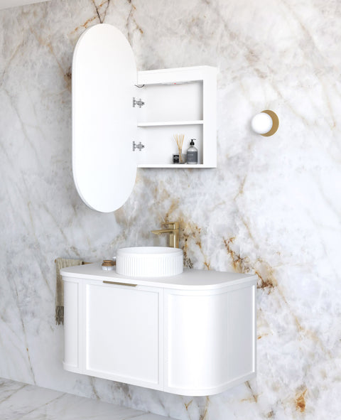 Otti LED Noosa 900(H)x450(W) White Shaving Cabinet, Premium Edition