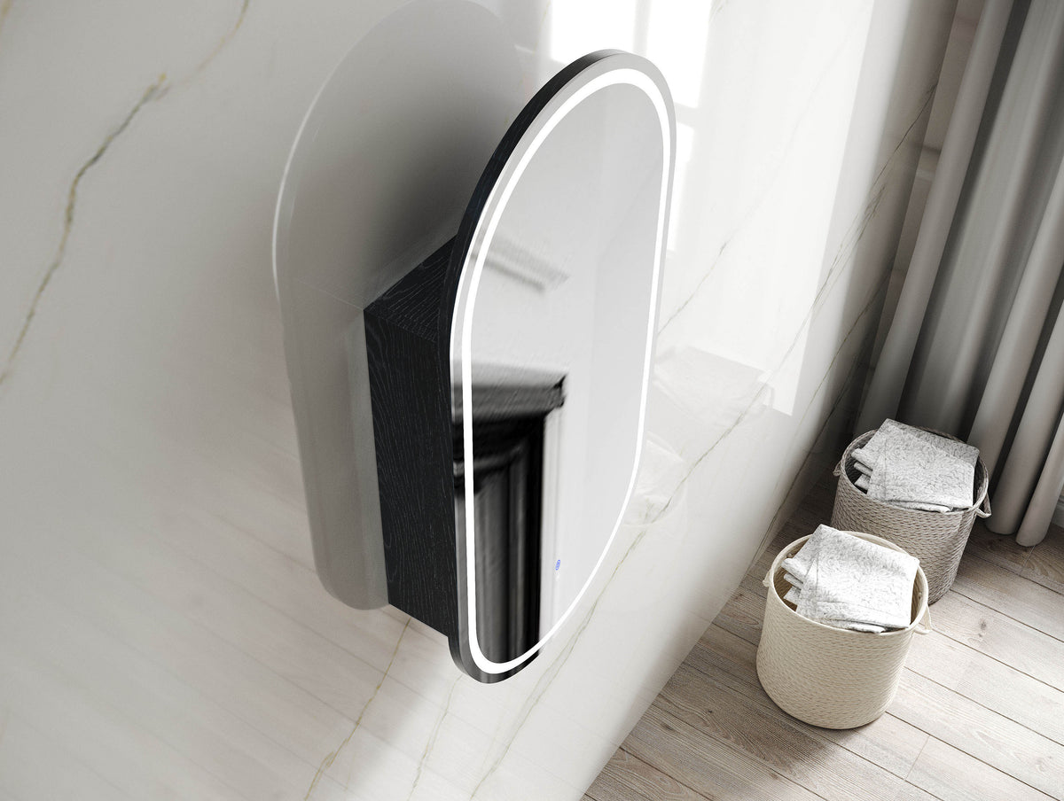 LED Noosa 900(H)x450(W) Black Oak Shaving Cabinet - Premium Edition