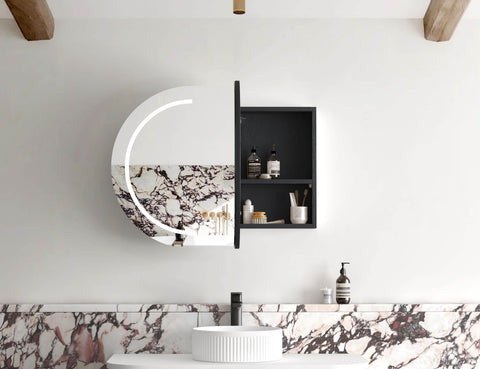 Otti LED Bondi 900(W)x600(H) Black Oak Shaving Cabinet, Premium Edition