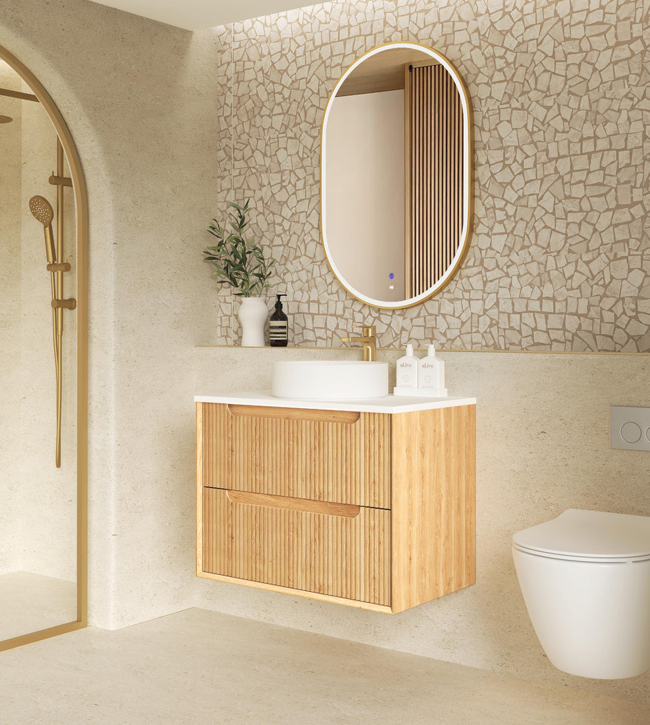 Otti Byron Fluted 750mm Woodland Oak Wall Hung Vanity