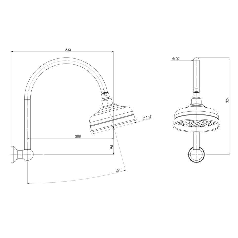 Cromford High-Rise Shower Arm and Rose