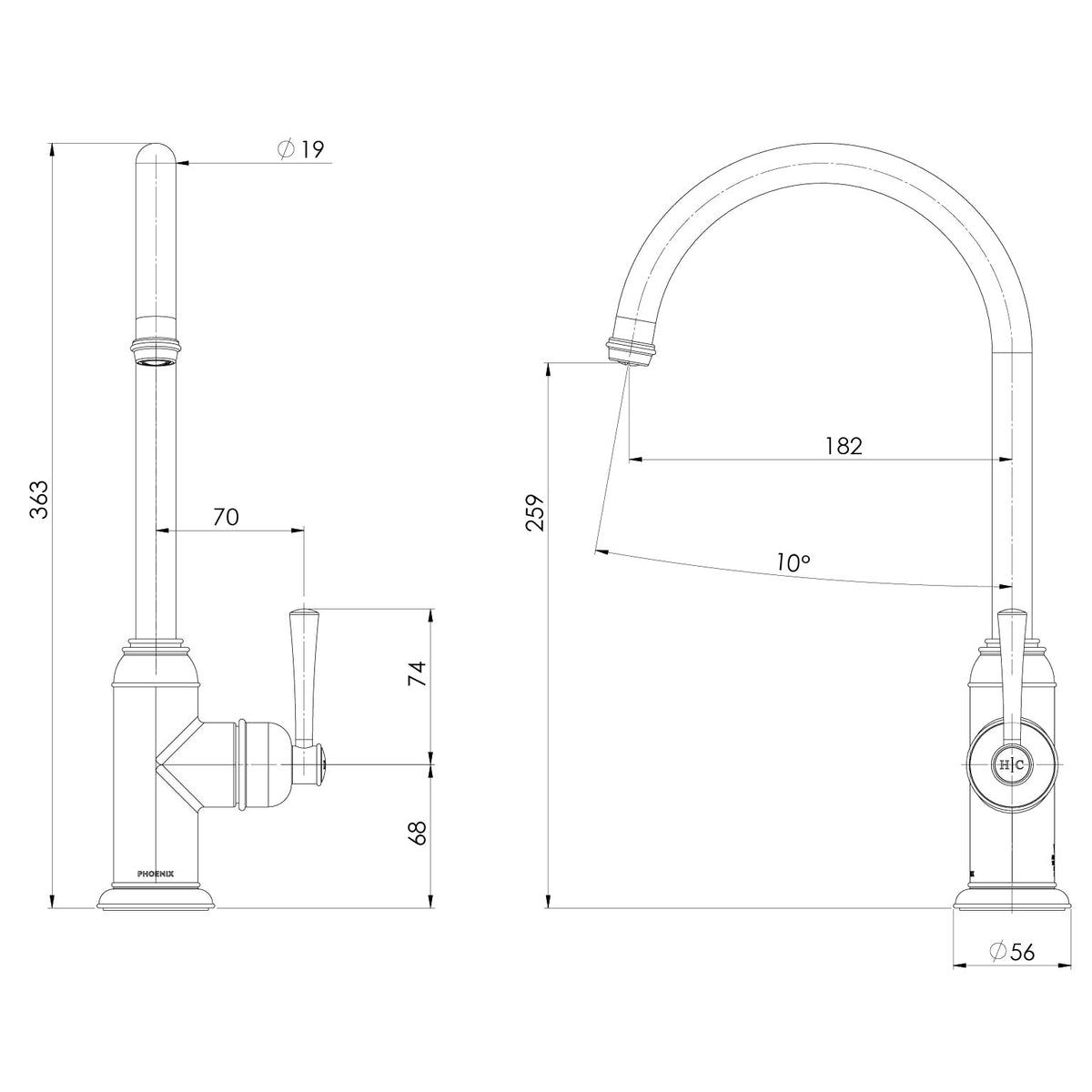 Cromford Sink Mixer 180mm