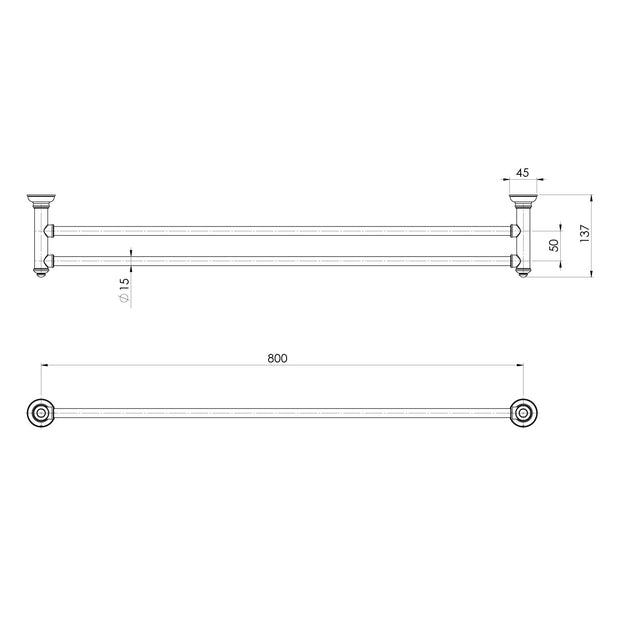 Cromford Double Towel Rail 800mm