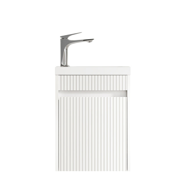 Mini Ensuite Vanity 400mm Matte White Fluted Vanity (with Basin)