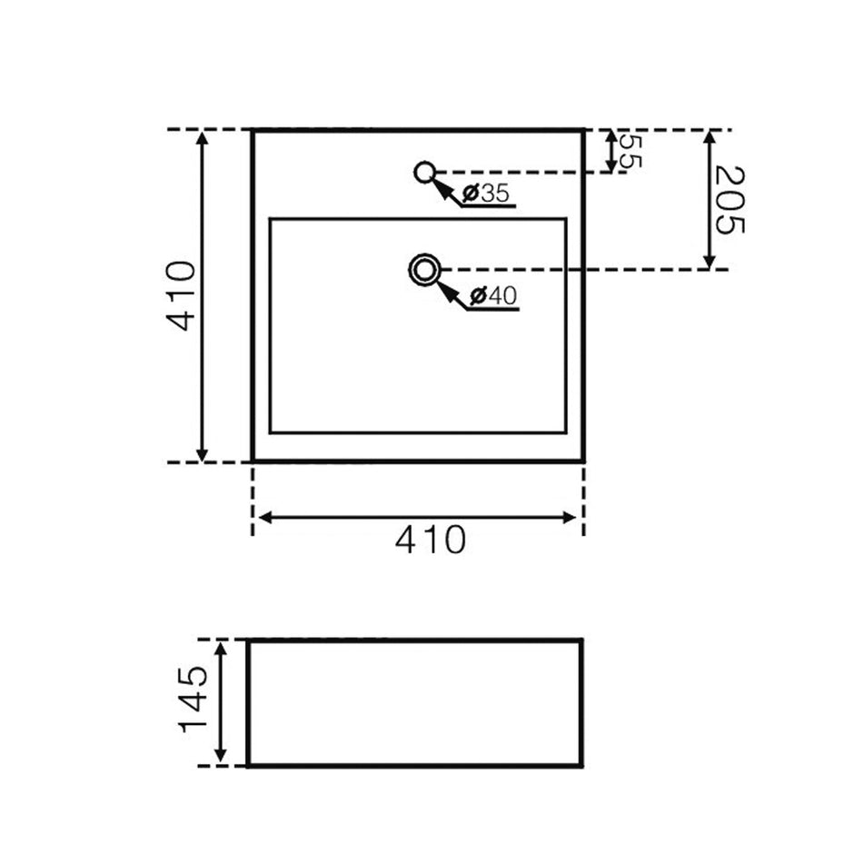Zenmo Niko Wall Hung Square Basin with Bracket
