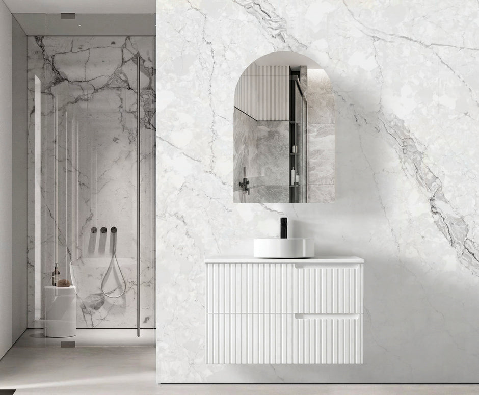 Noosa 900x450 White Shaving Cabinet