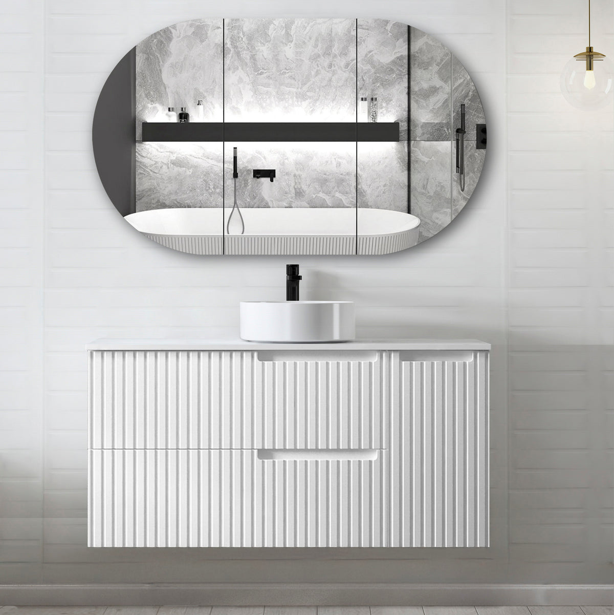 Noosa 900x450 White Shaving Cabinet