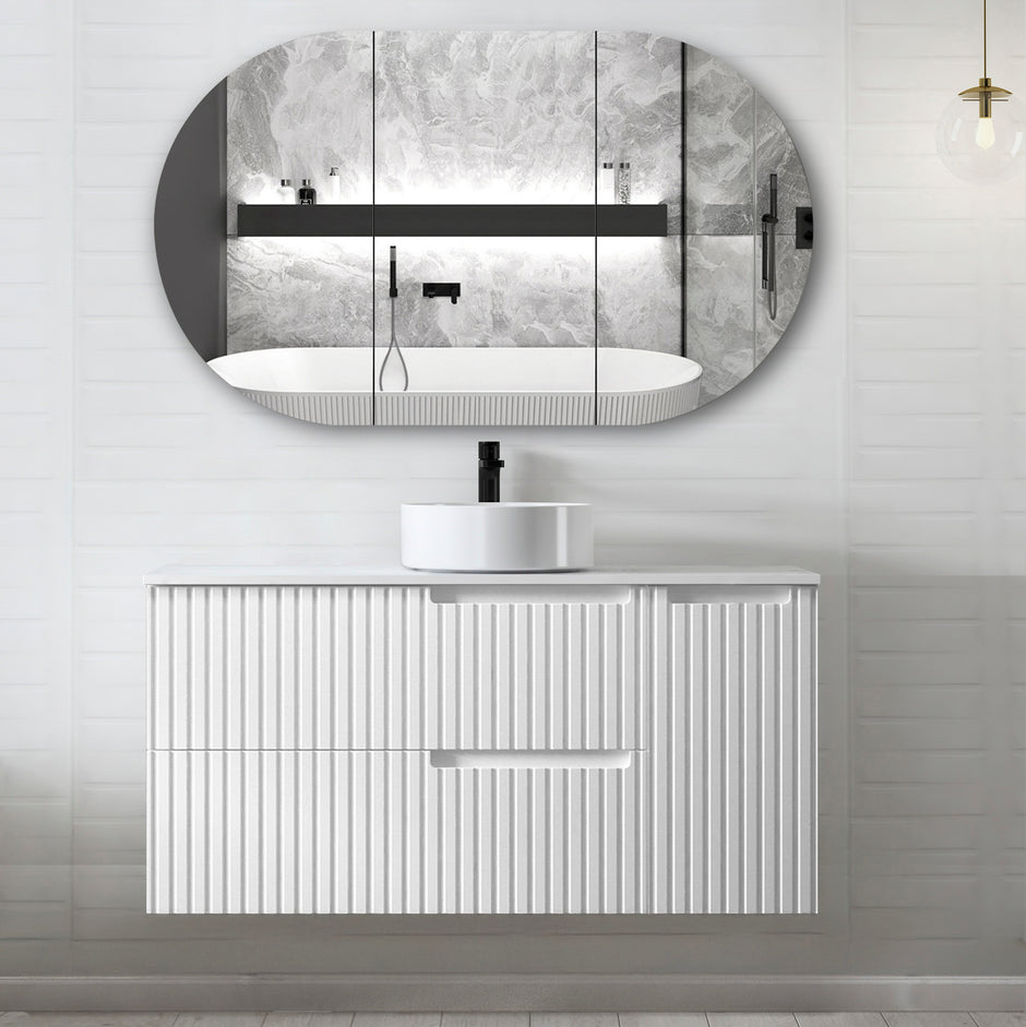 Newport 900x450 White Shaving Cabinet
