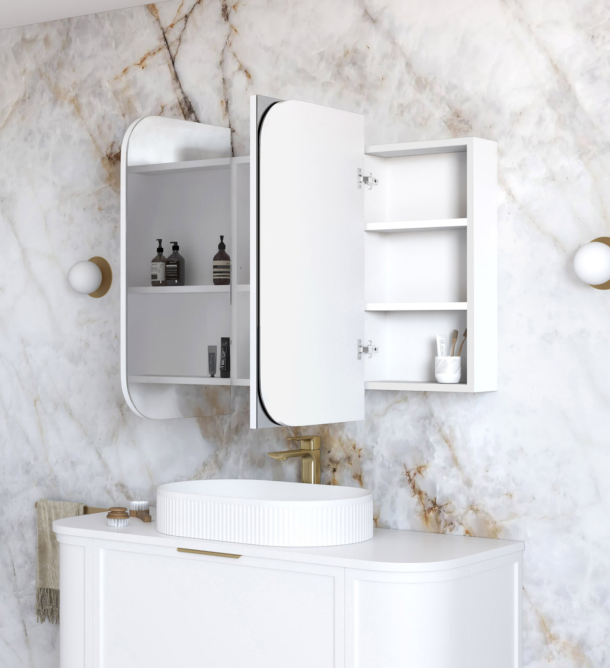 Newport 1200x750 White Shaving Cabinet