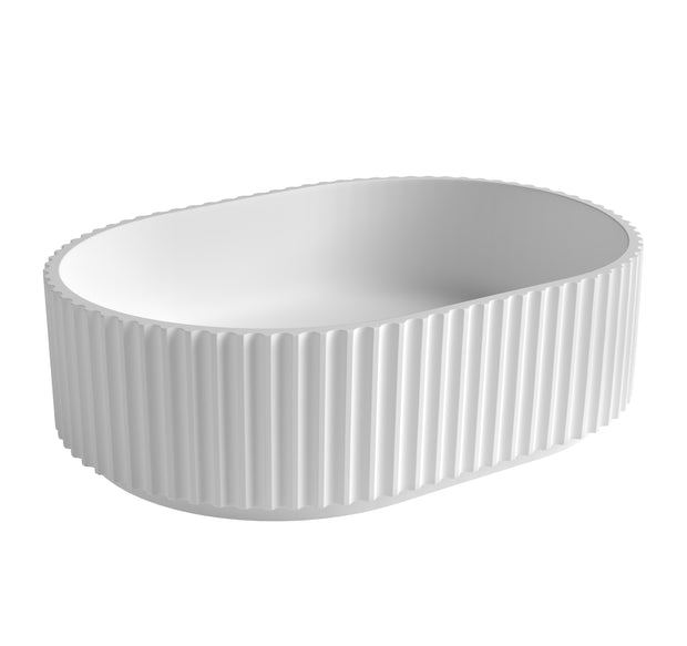 Otti Havana Oval Fluted Solid Surface 480x345x140 Matte White Basin NF