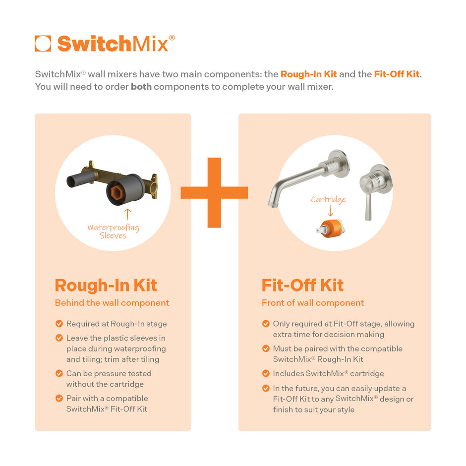 Phoenix Wiltern SwitchMix Wall Basin / Bath Mixer Set 190mm (Fit-Off Kit Only)
