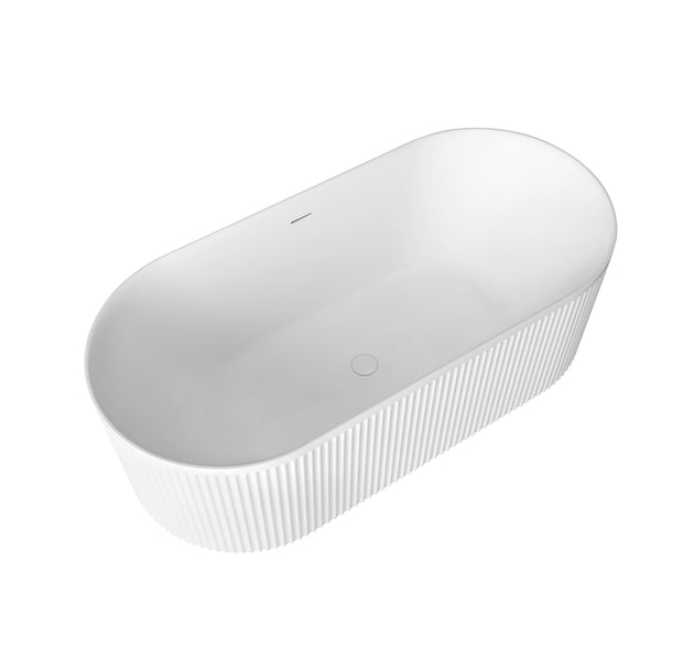 Attica Havana 1700 Matte White Fluted Bath with Overflow
