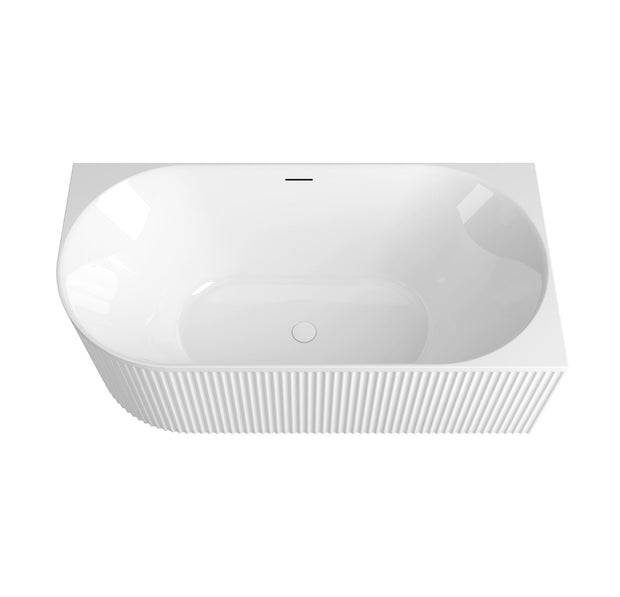 Attica Havana Right Corner 1500 Gloss White Fluted Bath with Overflow