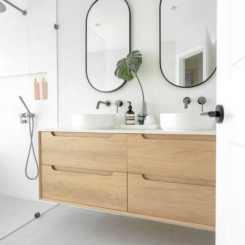 Otti Byron 1200mm Natural Oak Wall Hung Vanity Double Bowl