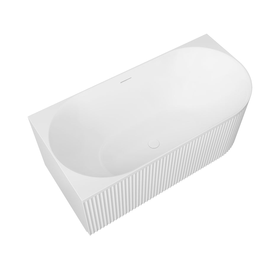 Attica Havana Left Corner 1500 Matte White Fluted Bath with Overflow
