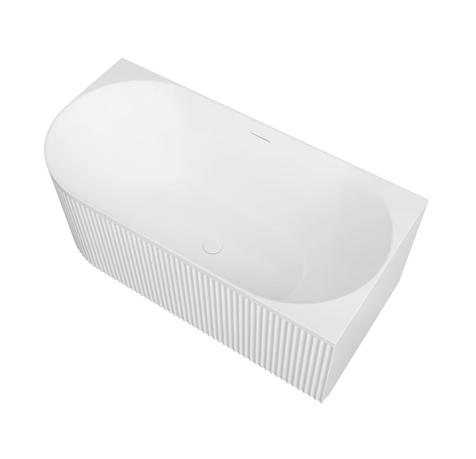 Attica Havana Right Corner 1500 Matte White Fluted Bath with Overflow