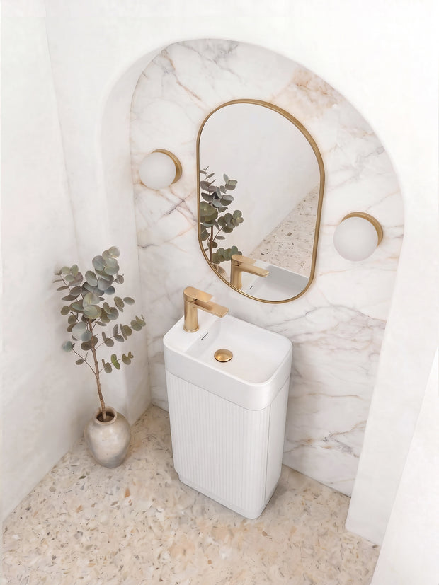 Otti Maxi Space Saver Matte White Curved Floor Standing Vanity