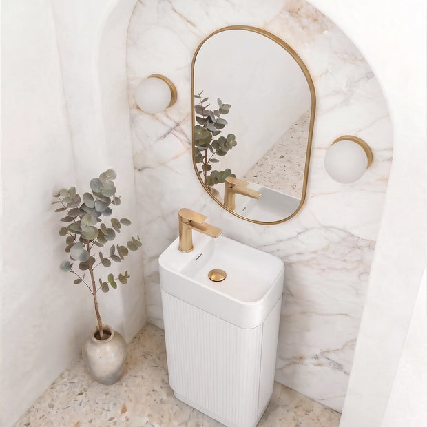Maxi Space Saver Matte White Curved Floor Standing Vanity