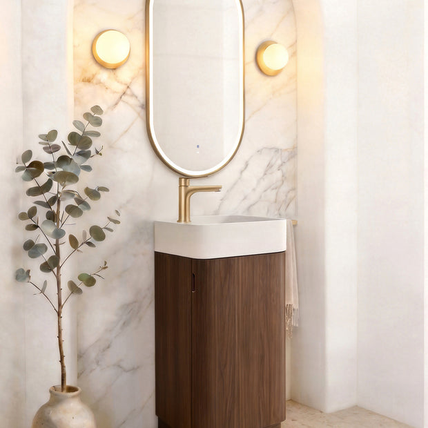 Maxi Space Saver Sable Walnut Curved Floor Standing Vanity