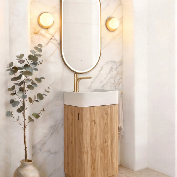 Maxi Space Saver Woodland Oak Curved Floor Standing Vanity