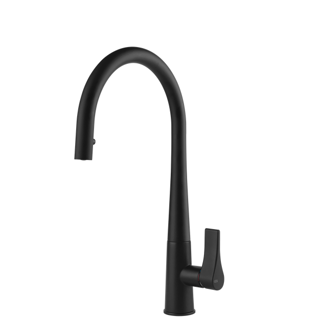 Gessi Proton Goose Neck Pull Out Mixer in Matte Black