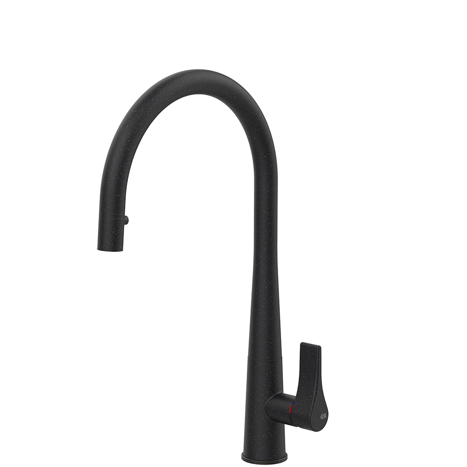 Gessi Proton Goose Neck Pull Out Mixer in Onyx