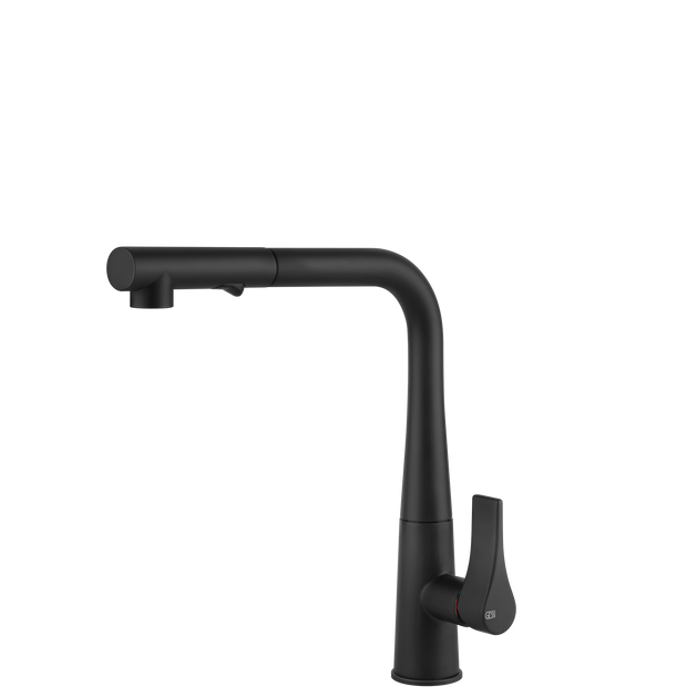 Gessi Proton Right Angle Pull Out Spray Mixer in Matte Black