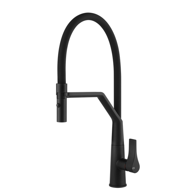 Gessi Proton Goose Neck Semi Professional Spray Mixer in Matte Black