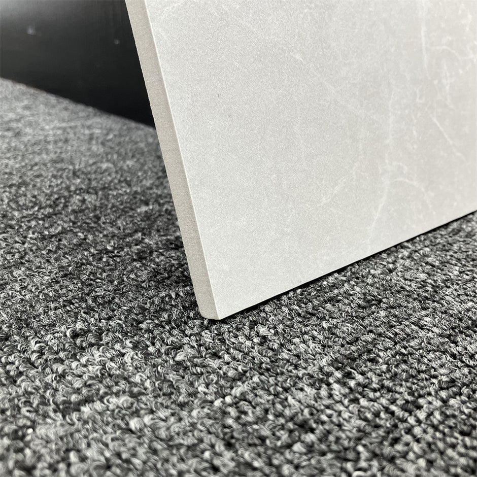 Apex Silver Matt Marble Look Porcelain Tiles laid tile layout