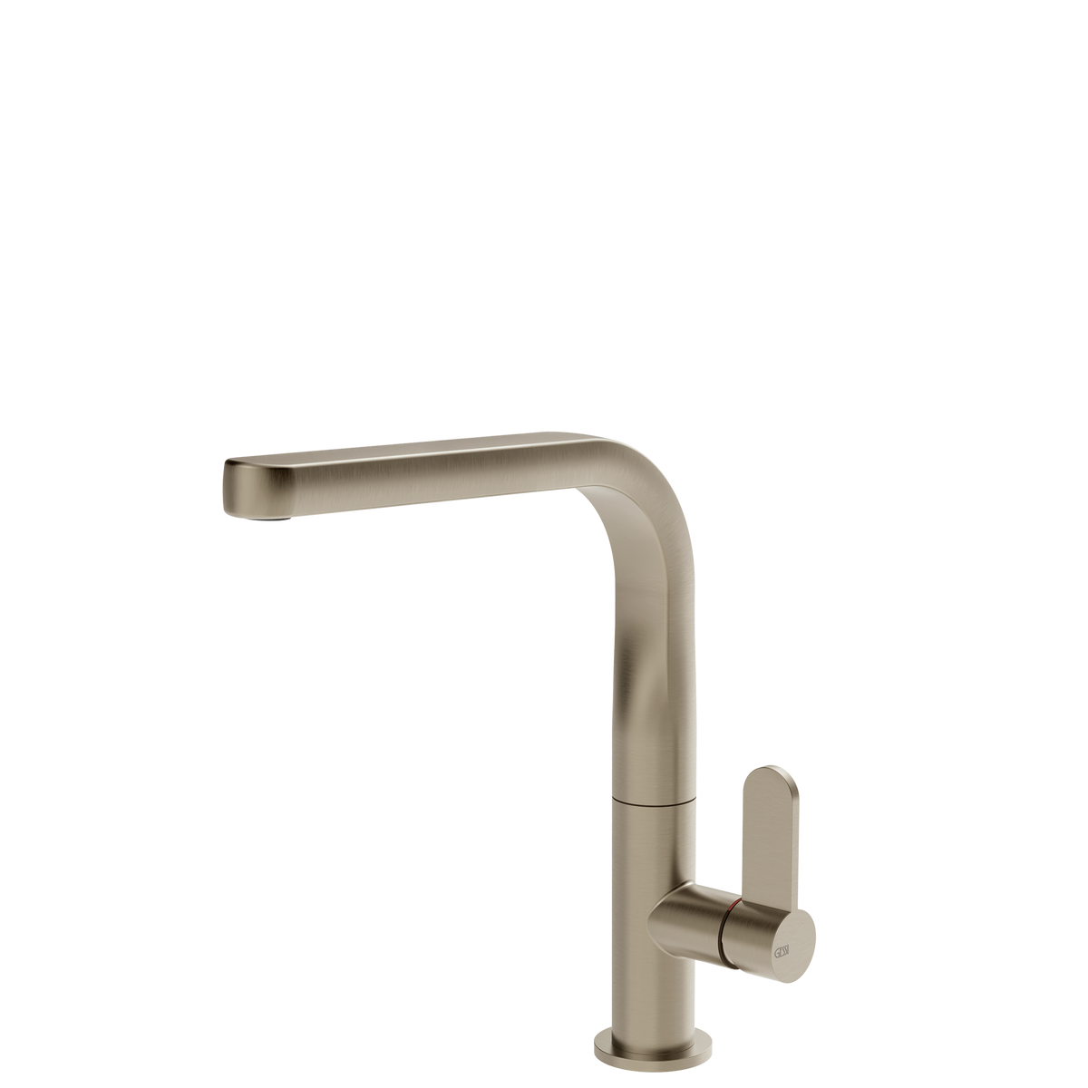 Gessi Helium Right Angle Square Swivel Mixer in Brushed Nickel