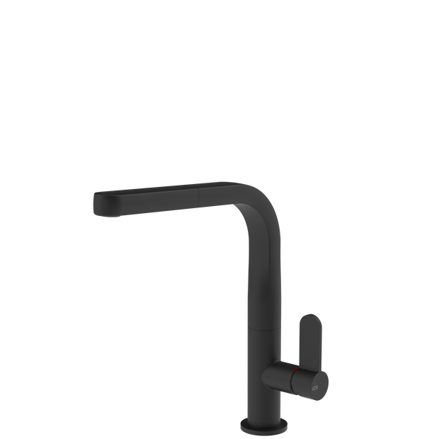 Gessi Helium Right Angle Square Pull Out Mixer in Matte Black