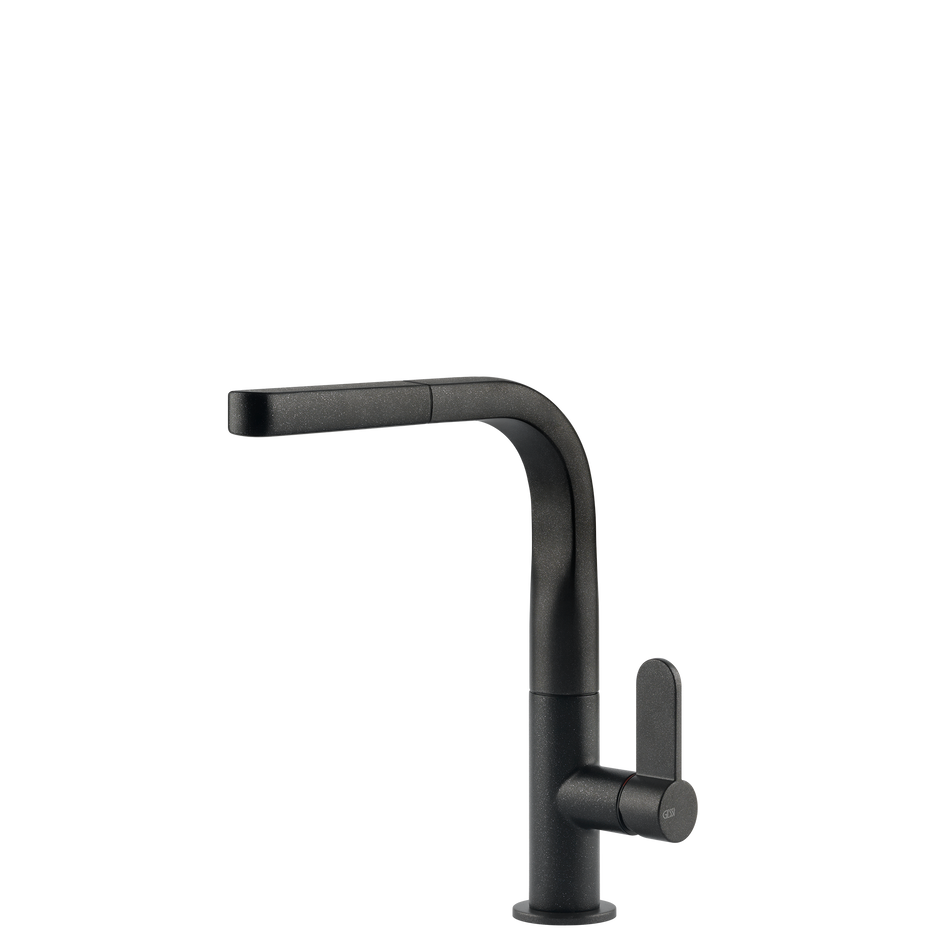 Gessi Helium Right Angle Square Pull Out Mixer in Onyx