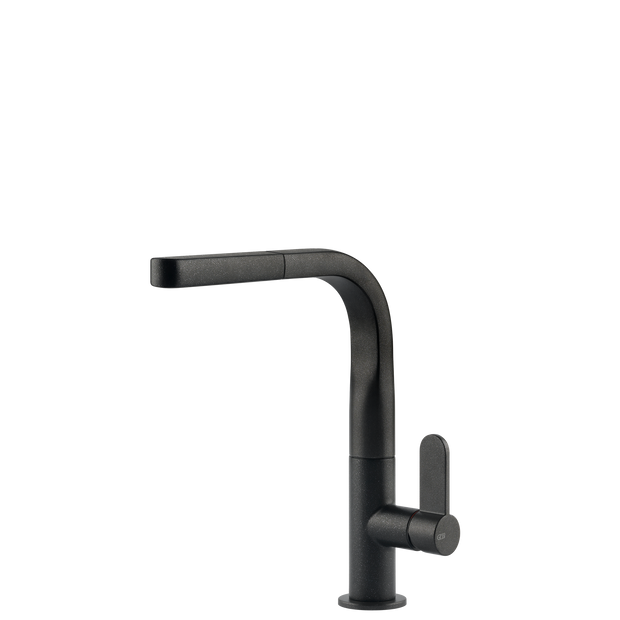 Gessi Helium Right Angle Square Pull Out Mixer in Onyx