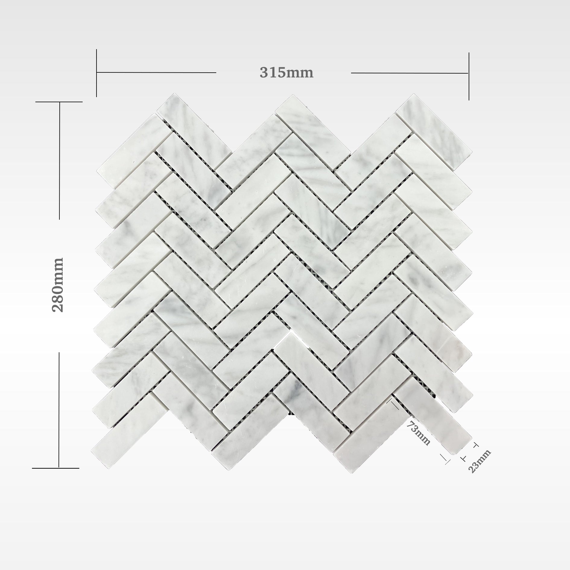 Carrara Mosaic Herringbone Mosaics Soft Matt