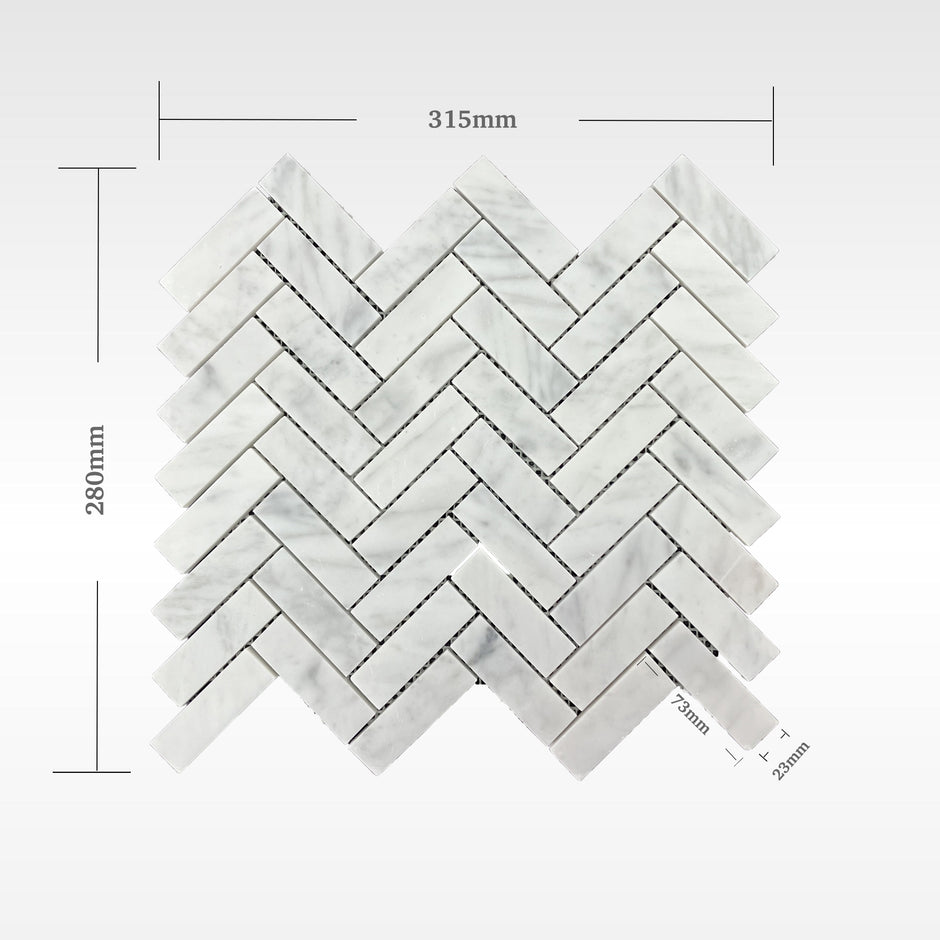 Carrara Mosaic Herringbone Mosaics Soft Matt